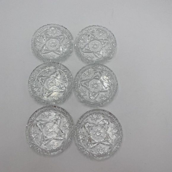 Vintage 1960’s Prescut Clear by ANCHOR HOCKING Coaster Set of 6 Peace - Picture 3 of 4